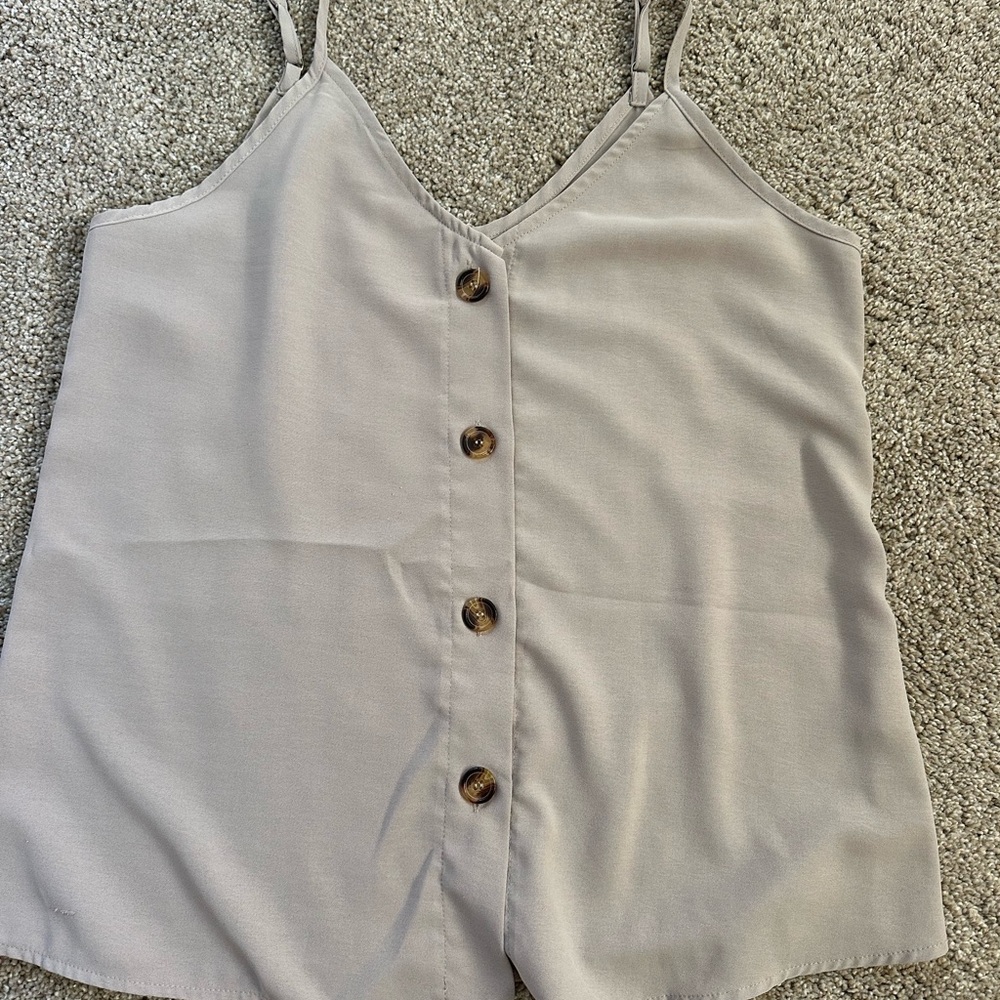 Women's Gray Button-Front Cami Top